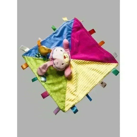 Taggies Pink Patchkins Bunny Rabbit Lovey Security Blanket Plush 13 inch - Picture 4 of 11